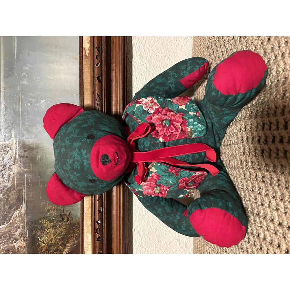 Handmade Floral Patchwork Teddy Bear - Picture 1 of 4
